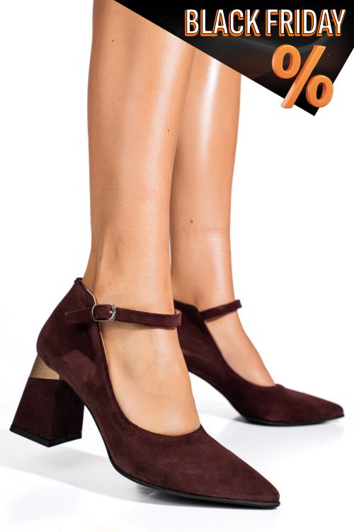 Bordó fordított bőr magassarkú cipők 5s7h709