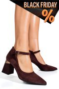Bordó fordított bőr magassarkú cipők 5s7h709