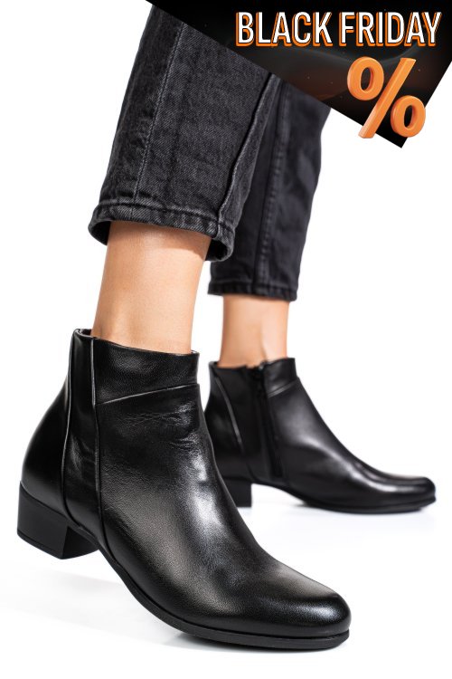 Fekete természetes bőr bakancs ws7hh-269h10