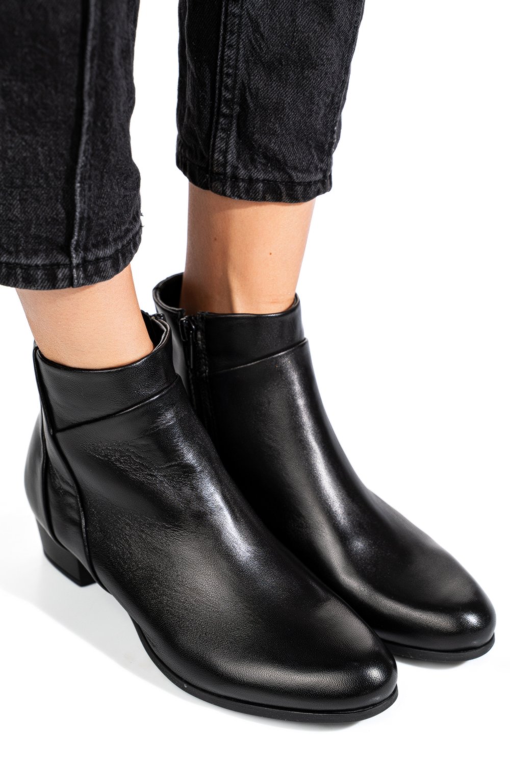 Fekete természetes bőr bakancs ws7hh-269h10