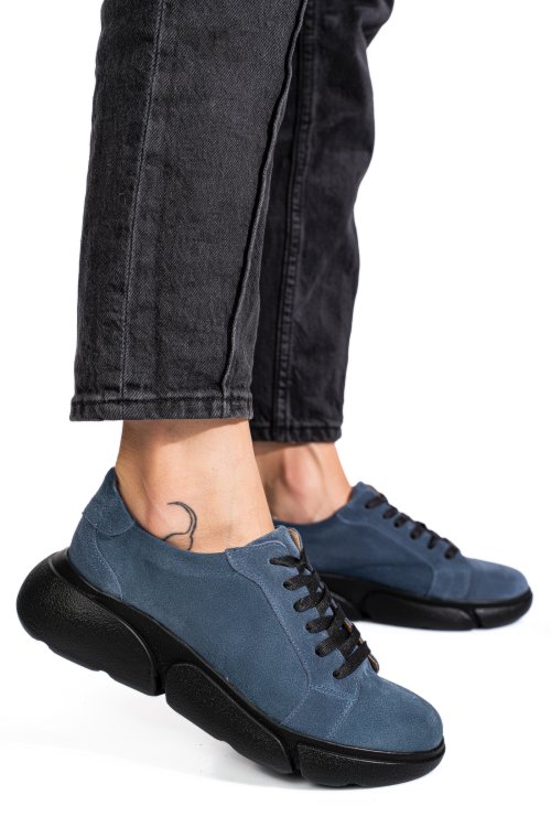 Kék fordított bőr sport cipők 3s7h011b