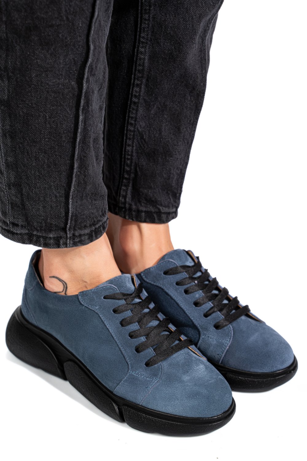 Kék fordított bőr sport cipők 3s7h011b