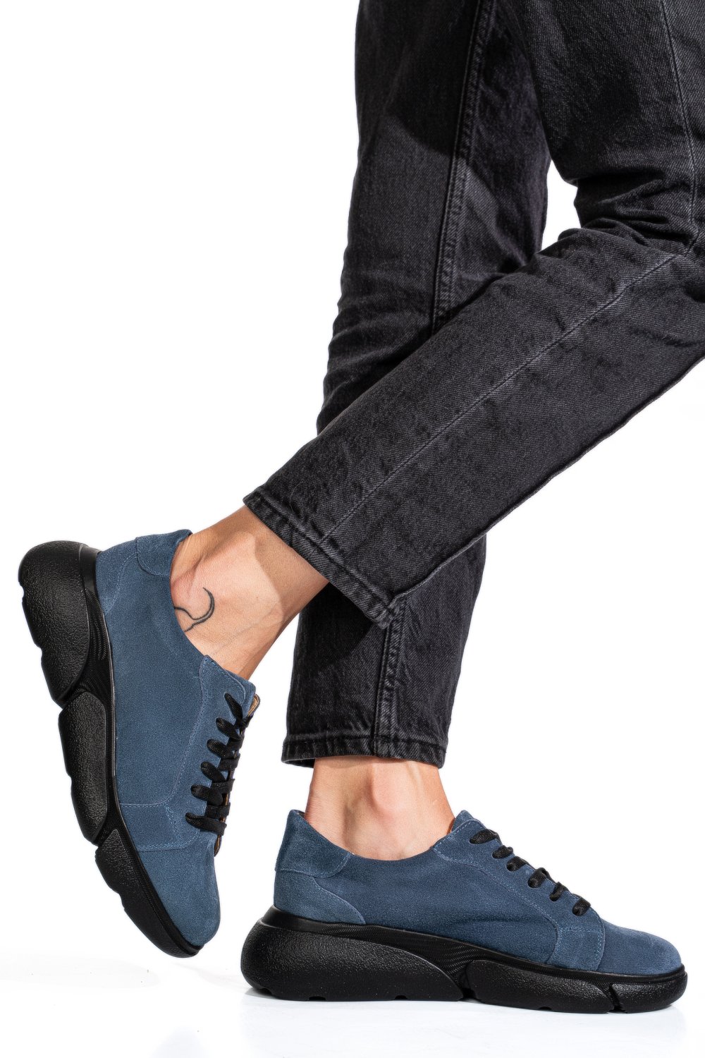 Kék fordított bőr sport cipők 3s7h011b