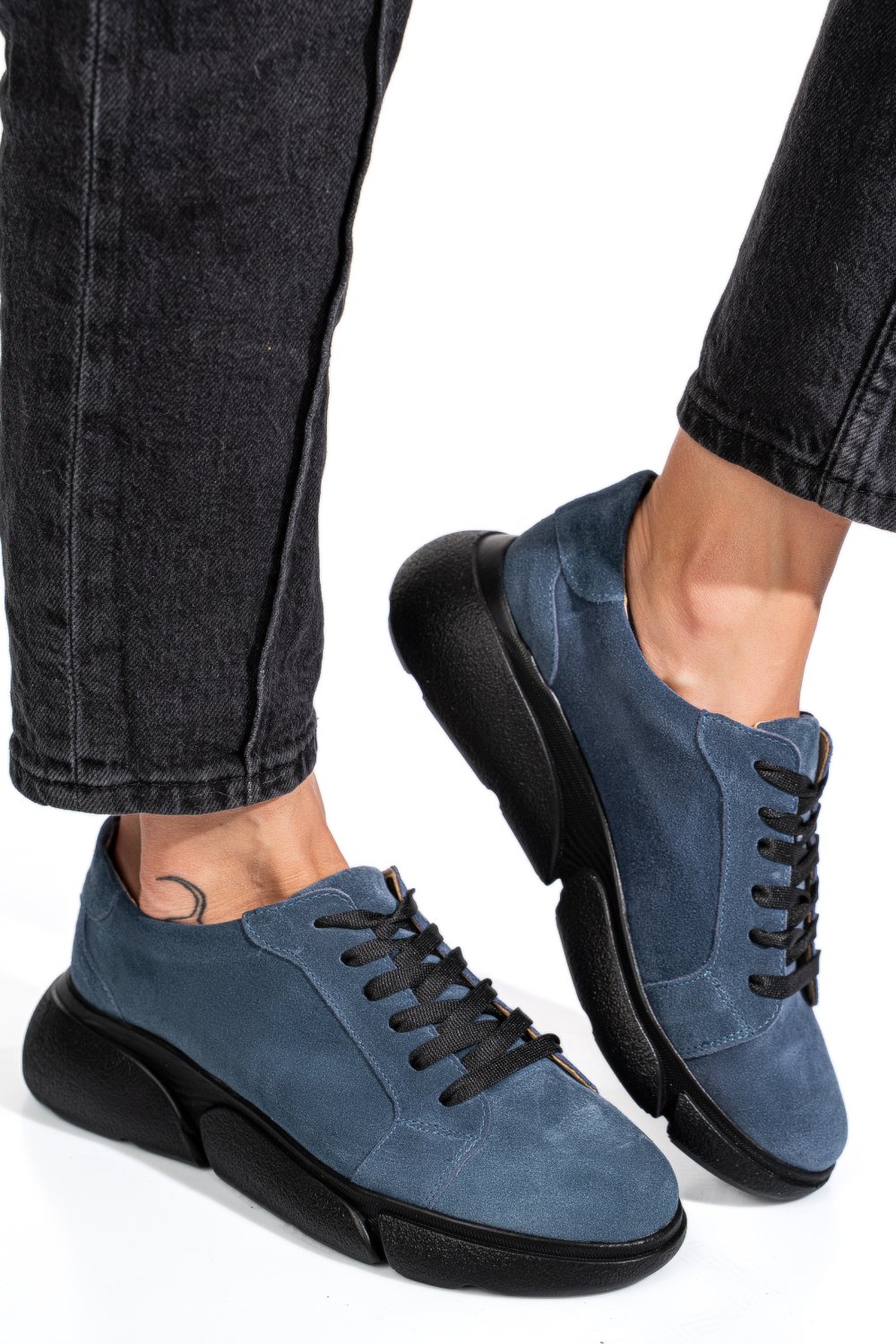 Kék fordított bőr sport cipők 3s7h011b