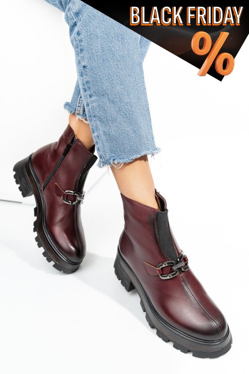 Bordó természetes bőr bakancs 4s7h29