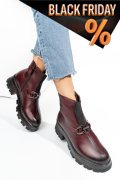 Bordó természetes bőr bakancs 4s7h29