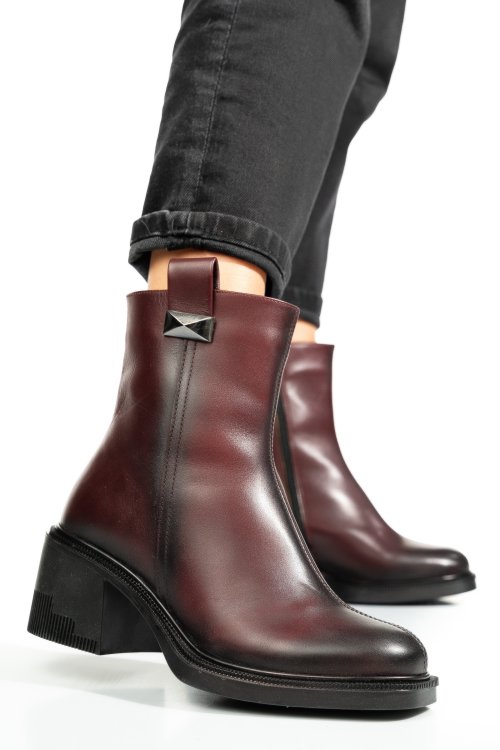 Bordó természetes bőr bakancs 4s7h27