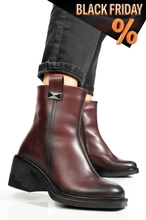 Bordó természetes bőr bakancs 4s7h27