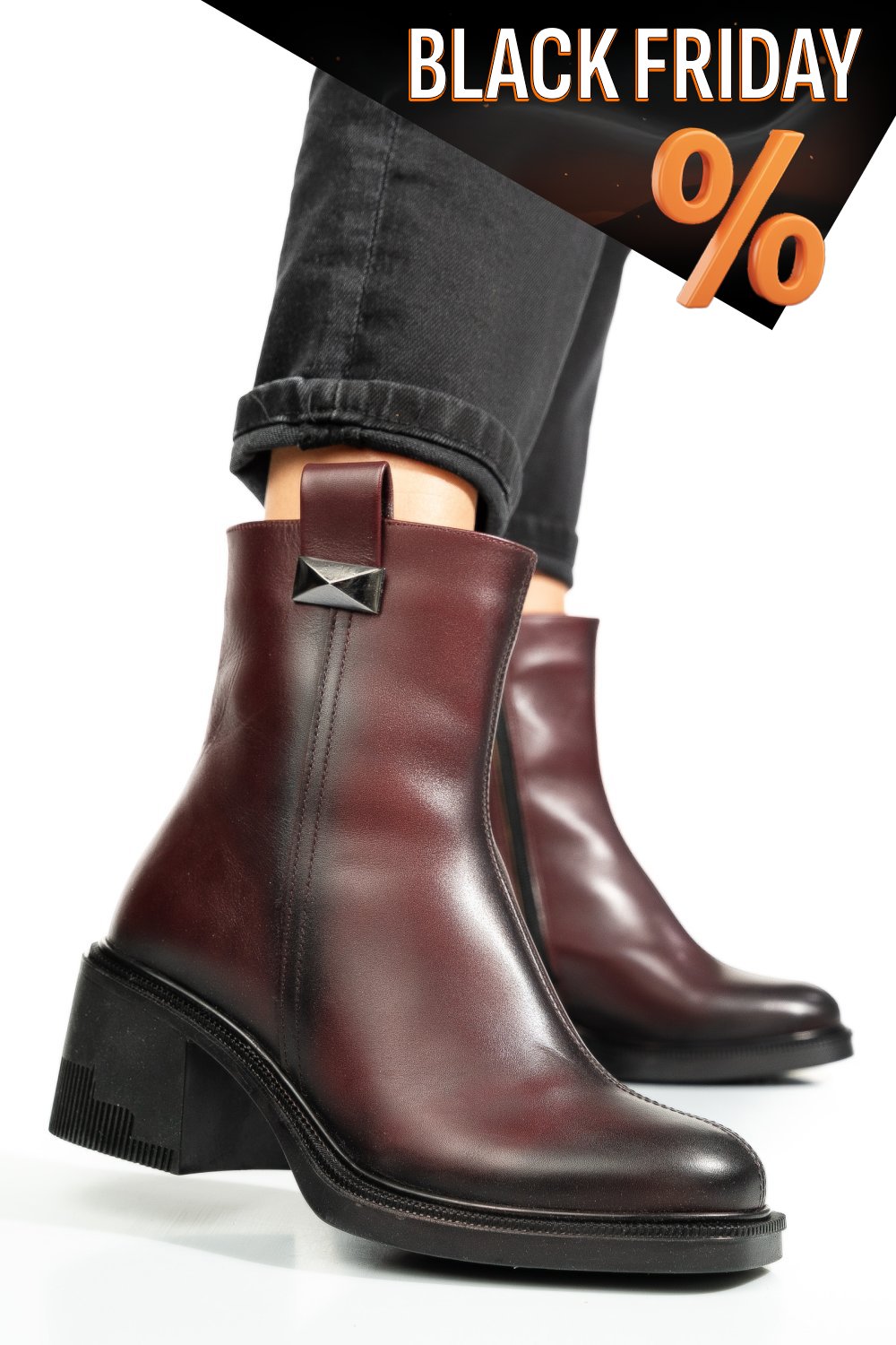 Bordó természetes bőr bakancs 4s7h27