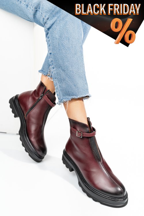 Bordó természetes bőr bakancs 4s7h30