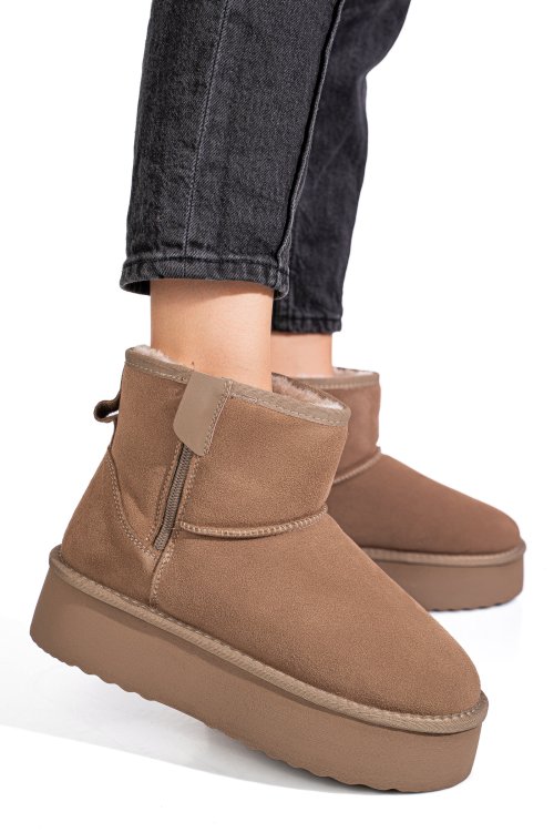 Bézs fordított bőr csizma 1s7h252