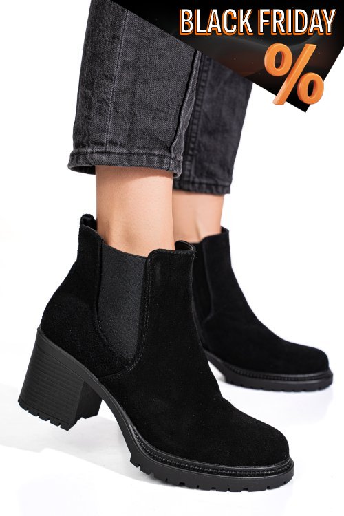 Fekete fordított bőr bokacsizma 3s7h56