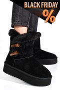 Fekete fordított bőr csizma 1s7h279