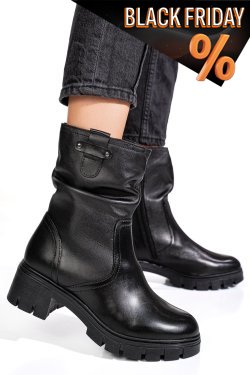 Fekete természetes bőr bakancs vs7hb08-4203