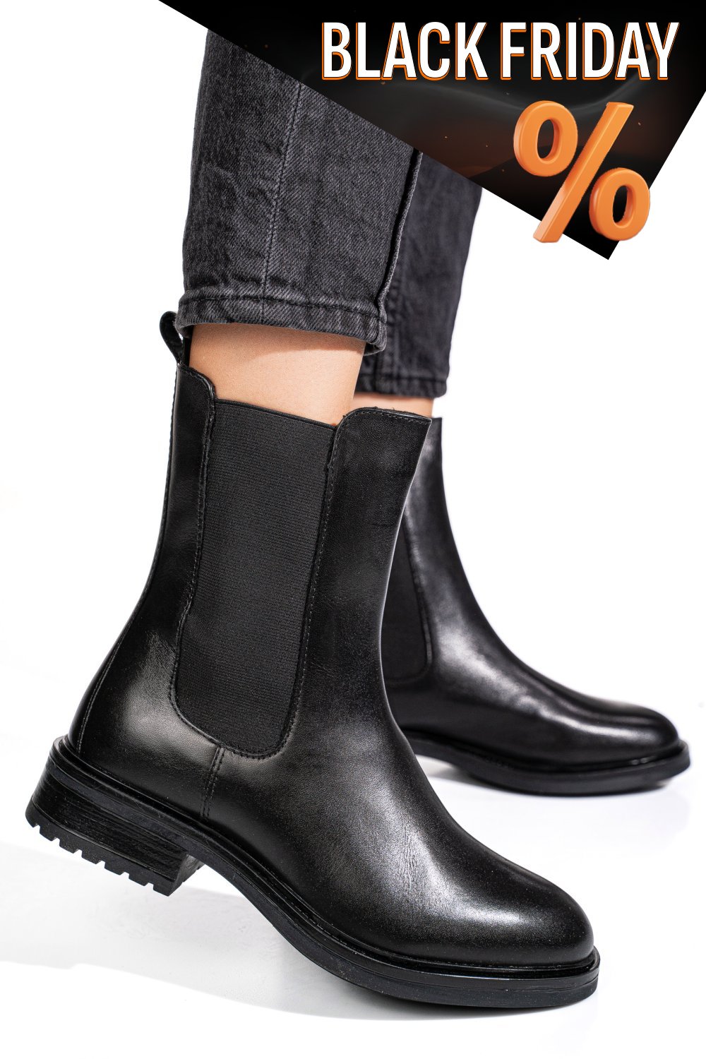 Fekete természetes bőr bakancs ws7hh66h07