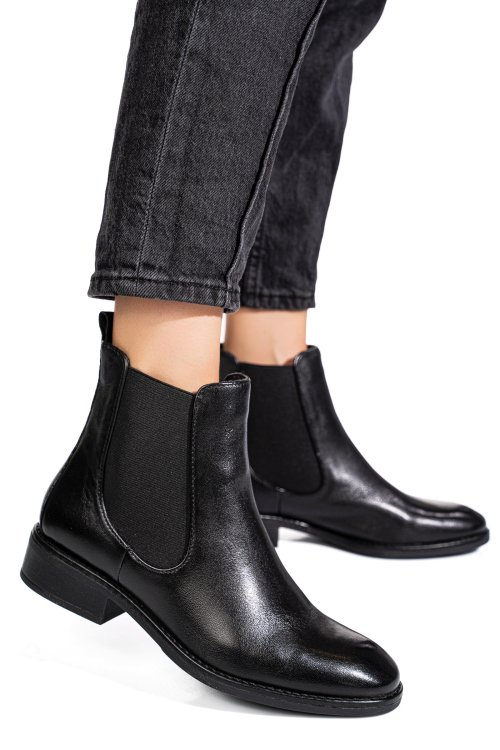 Fekete természetes bőr bakancs ws7hh-272h02