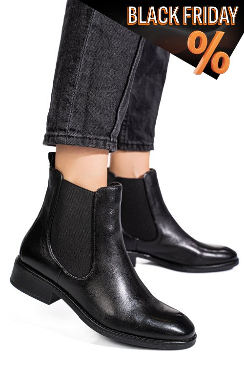 Fekete természetes bőr bakancs ws7hh-272h02