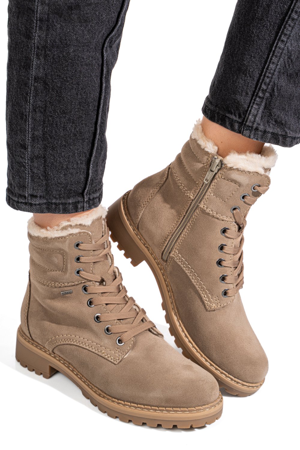 Bézs fordított bőr bakancs ws7hh-022h45