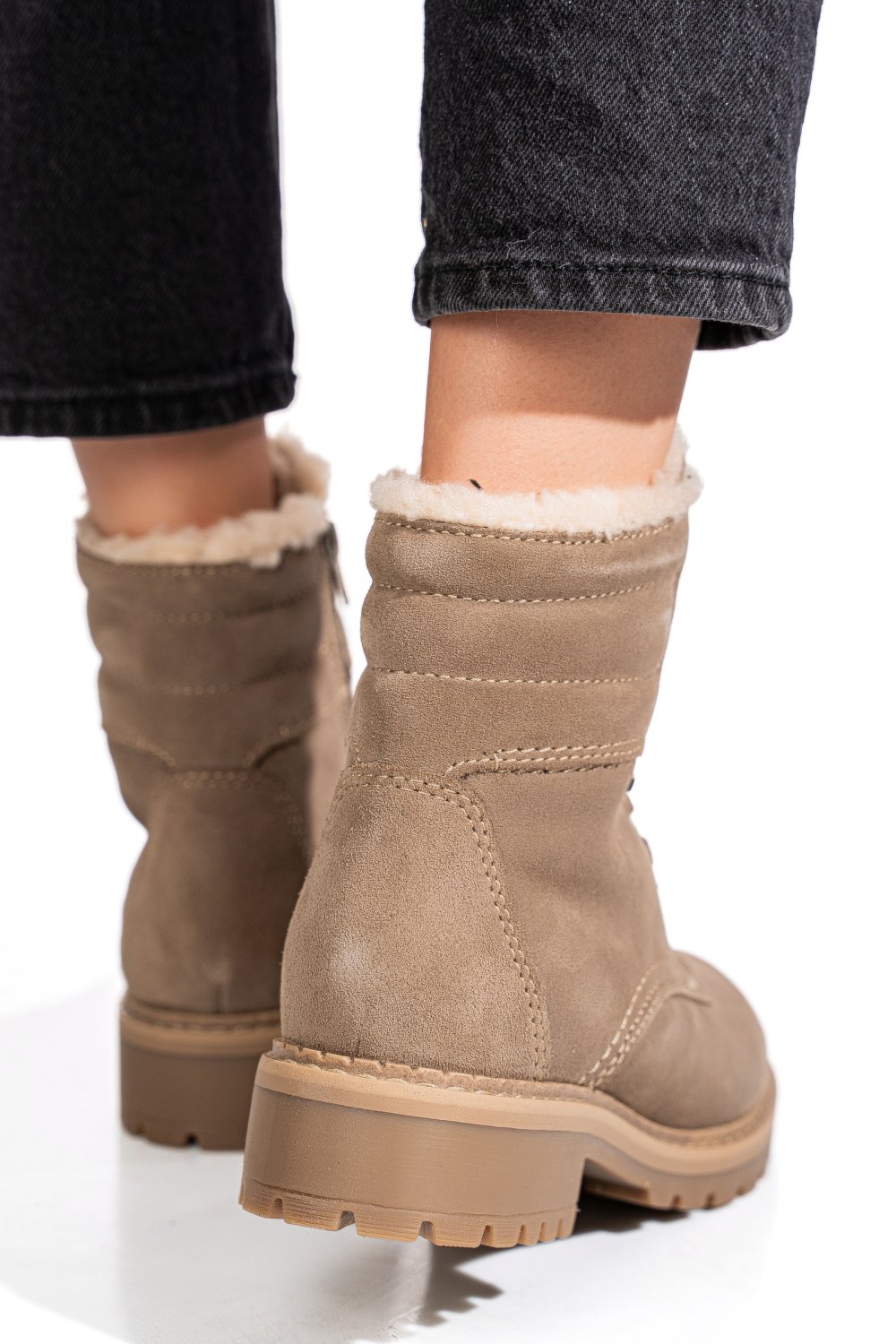 Bézs fordított bőr bakancs ws7hh-022h45