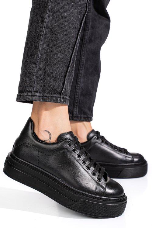 Fekete természetes bőr sport cipők 4s7h84