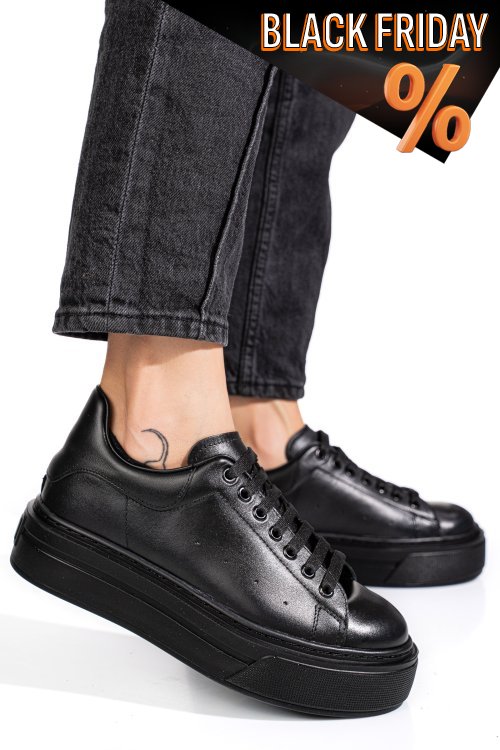 Fekete természetes bőr sport cipők 4s7h84