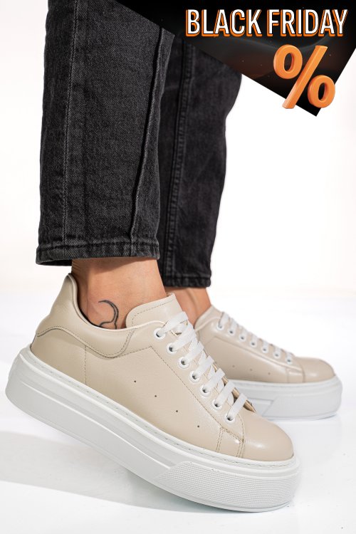 Bézs természetes bőr sport cipők 4s7h84