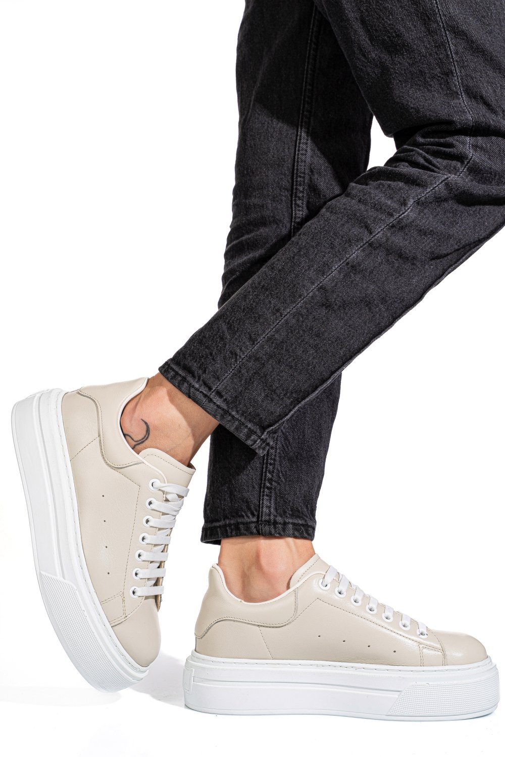 Bézs természetes bőr sport cipők 4s7h84