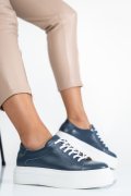Tengerészkék természetes bőr sport cipők 3s7h001