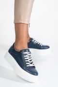 Tengerészkék természetes bőr sport cipők 3s7h001