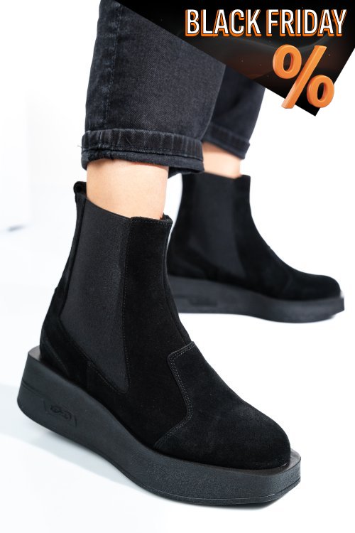 Fekete természetes bőr bakancs 2s7h00