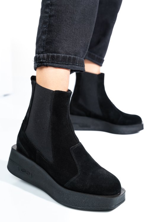 Fekete természetes bőr bakancs 2s7h00