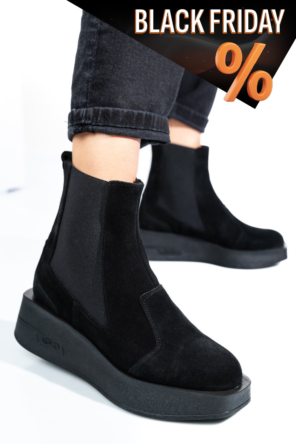 Fekete természetes bőr bakancs 2s7h00