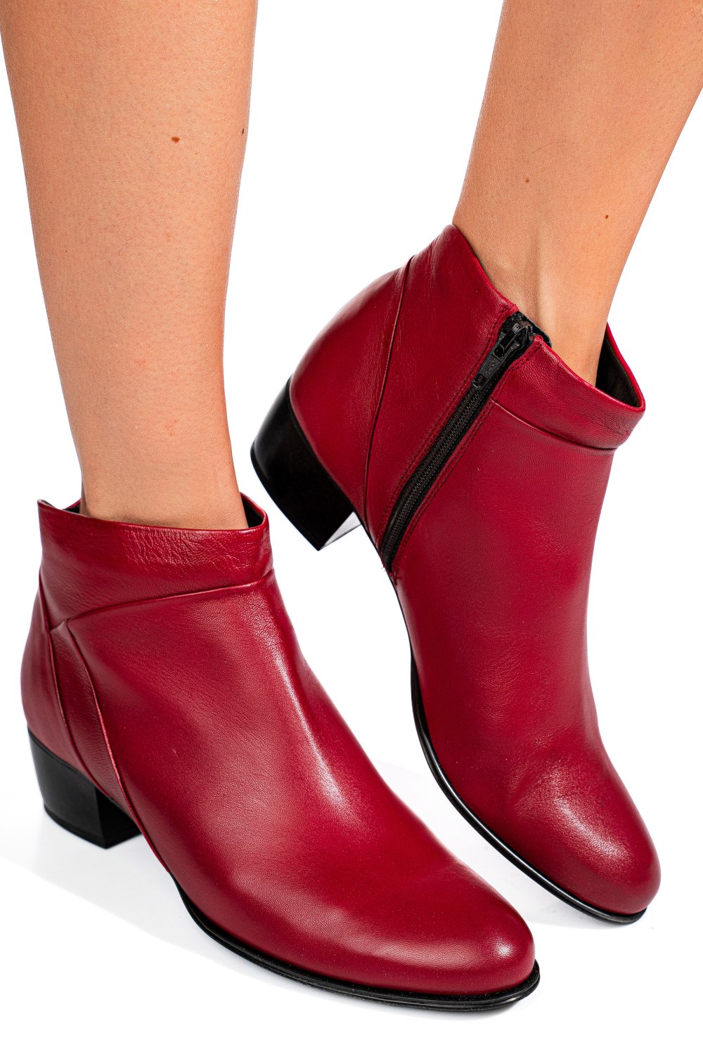 Piros természetes bőr bakancs 5s7h0132045