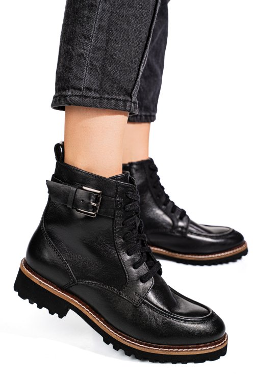 Fekete természetes bőr bakancs vs7hb25-4205