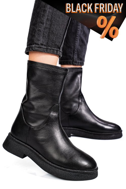 Fekete természetes bőr bakancs 1s7h1838