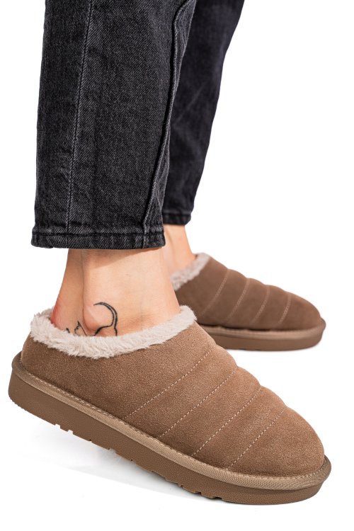 Bézs fordított bőr papucs 1s7h219