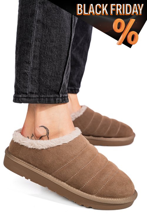 Bézs fordított bőr papucs 1s7h219