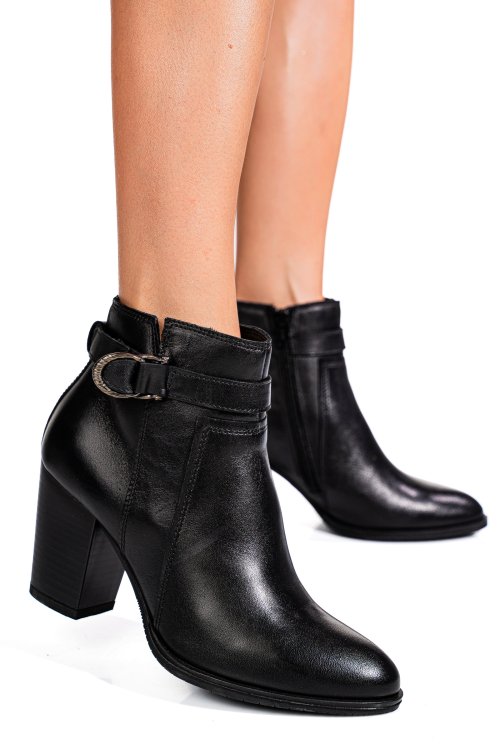 Fekete természetes bőr bokacsizma 5s7h0132018