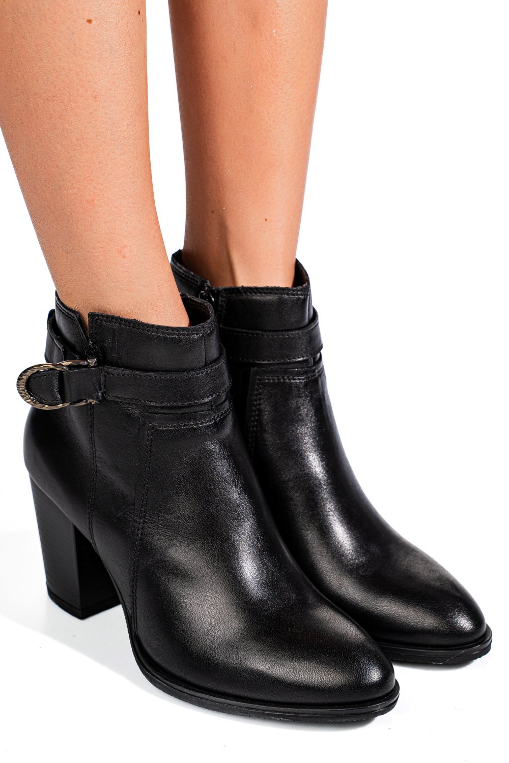 Fekete természetes bőr bokacsizma 5s7h0132018