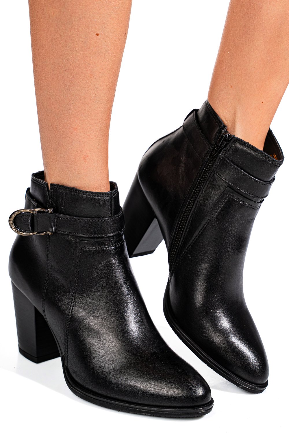Fekete természetes bőr bokacsizma 5s7h0132018