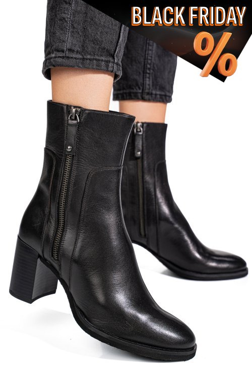 Fekete természetes bőr bakancs 1s7h3230