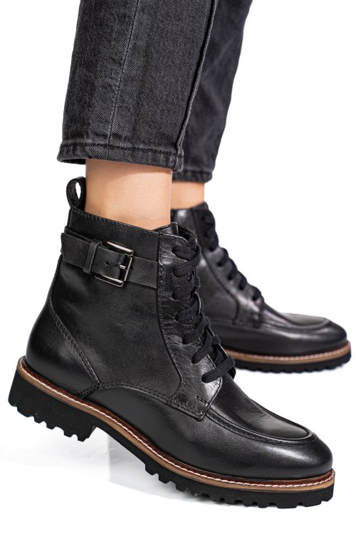 Fekete természetes bőr bakancs 1s7h3025