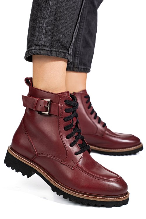 Bordó természetes bőr bakancs 1s7h3025