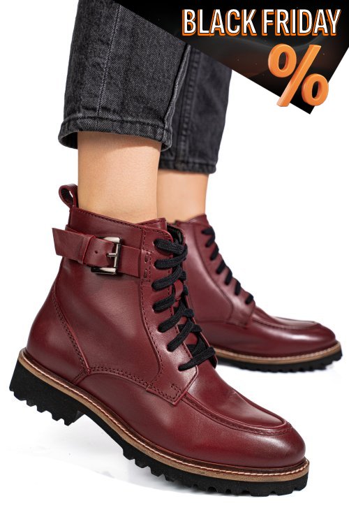 Bordó természetes bőr bakancs 1s7h3025