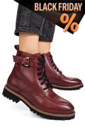 Bordó természetes bőr bakancs 1s7h3025