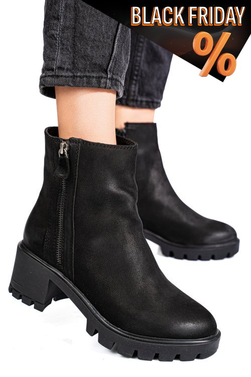 Fekete természetes bőr bakancs 7s7h765