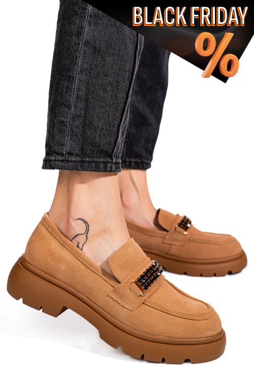 Barna fordított bőr női lapos cipők is7h440