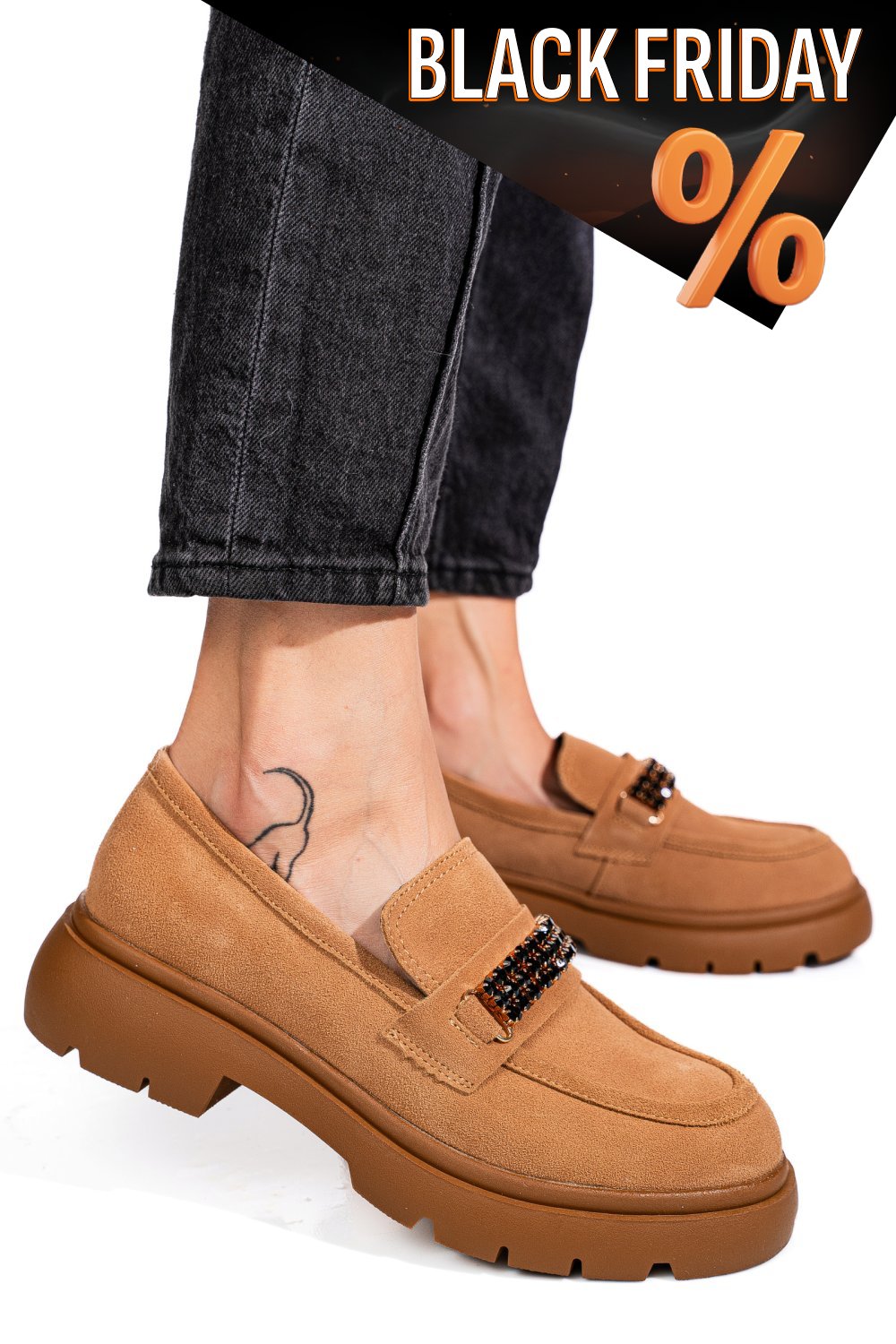 Barna fordított bőr női lapos cipők is7h440