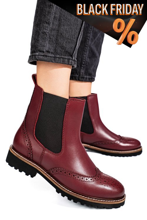 Bordó természetes bőr bakancs 1s7h3024