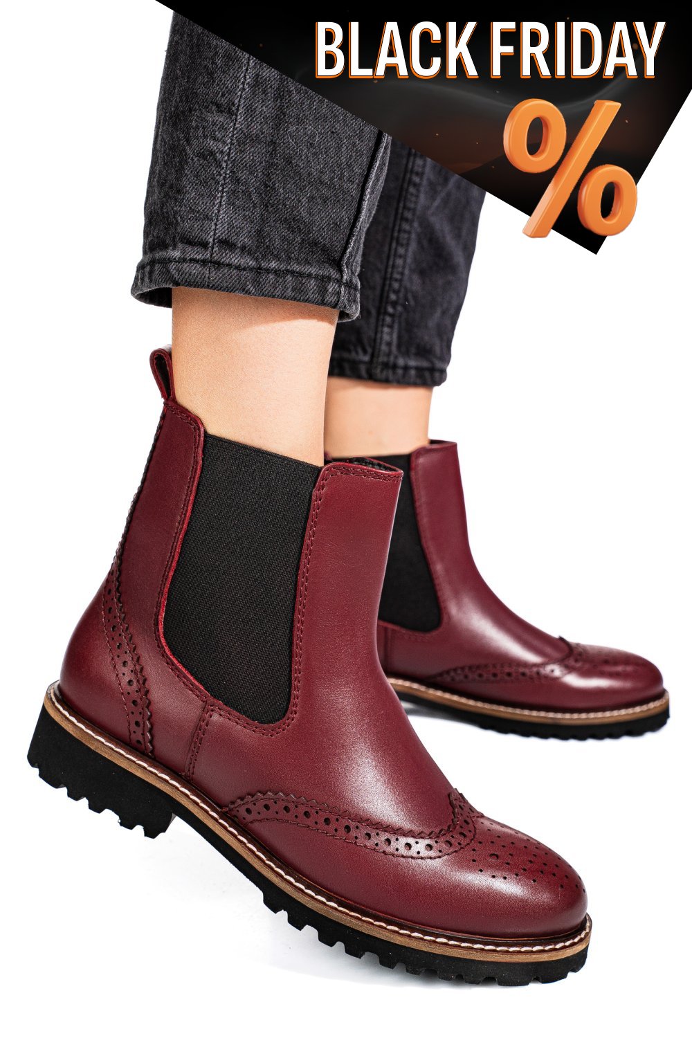 Bordó természetes bőr bakancs 1s7h3024